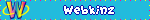 The Webkinz logo over a blue box. A rainbow colored W with a yellow ring around it. The text reads 'Webkinz.'